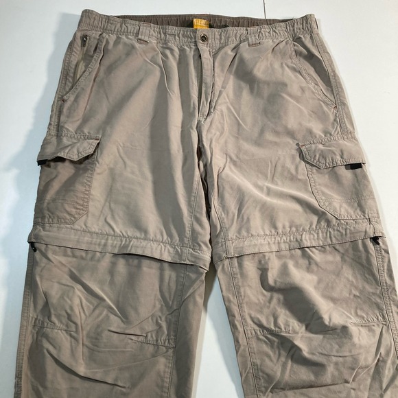 Eddie Bauer Convertible Cargo Pants M 36x29 Beige Hiking Fishing Nylon Blend - Picture 1 of 8